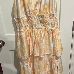 Fashion Nova Yellow Combo Tiered Maxi Dress